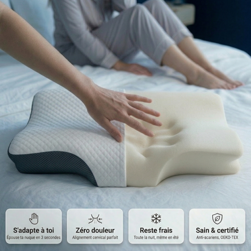 oreiller cervical ergonomique mousse mémoire de forme détail softsleep