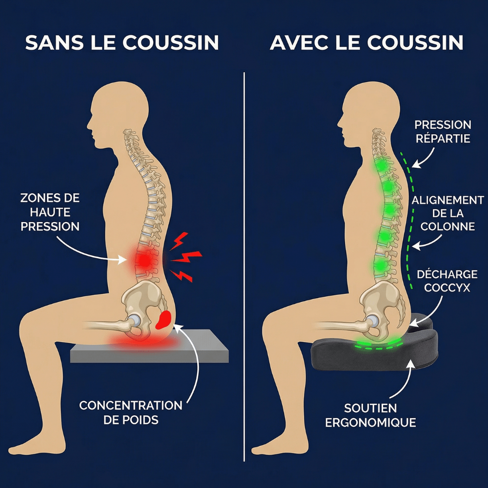 coussin coccyx gel position assise bureau softsleep